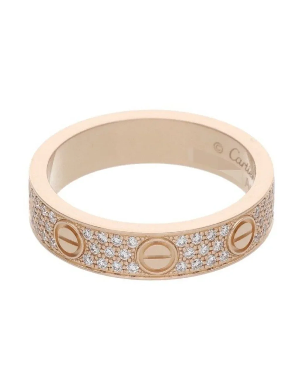 Cartier Mini Love Ring 18k Pink Gold Pave Diamond